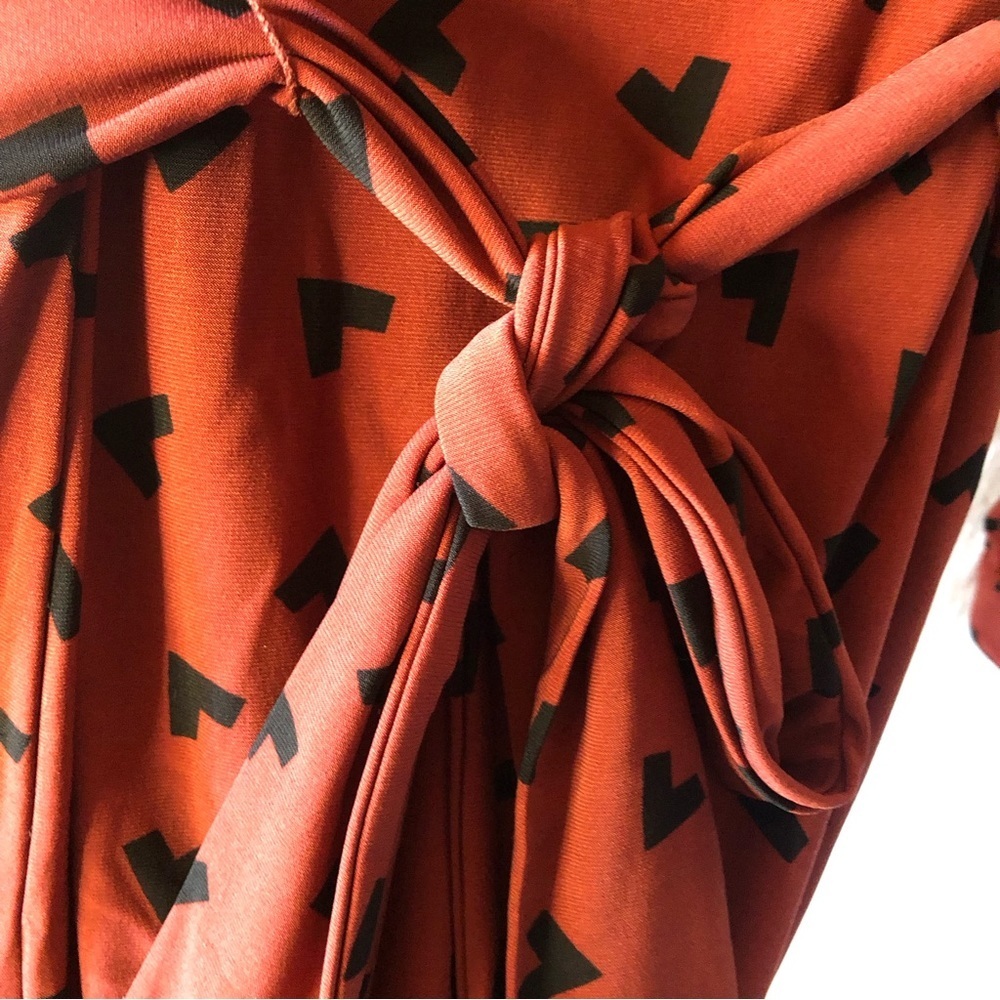 Anne Klein V neck shirt dress stretchy tie front geometric pattern dress OX or M - Picture 8 of 9